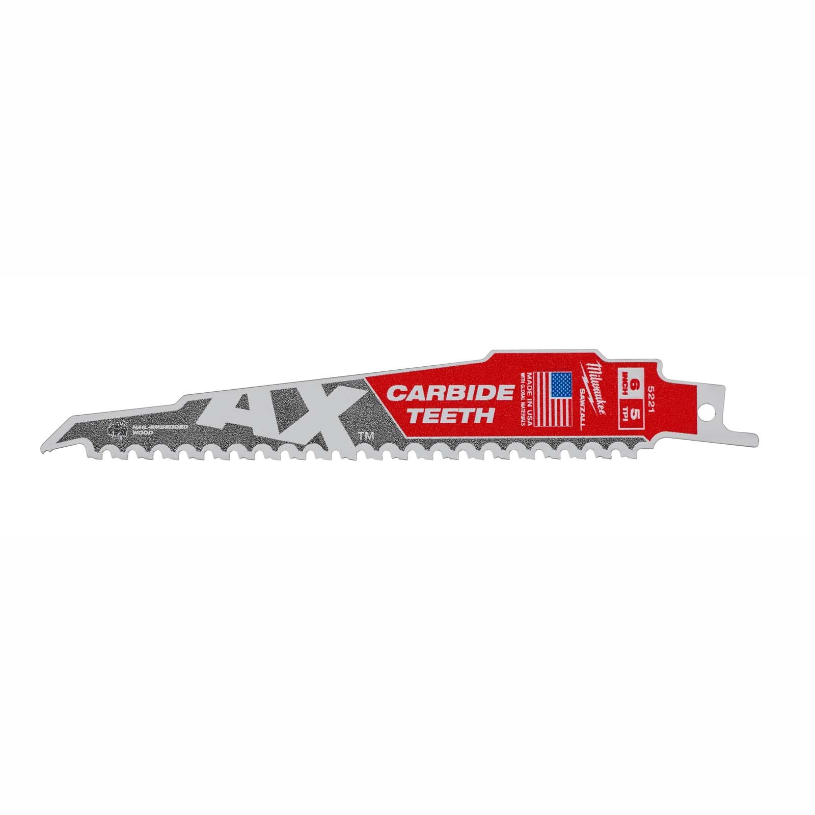 87157 MILWAUKEE AX CARBIDE TEET SAWZALL BLADE 6 5T