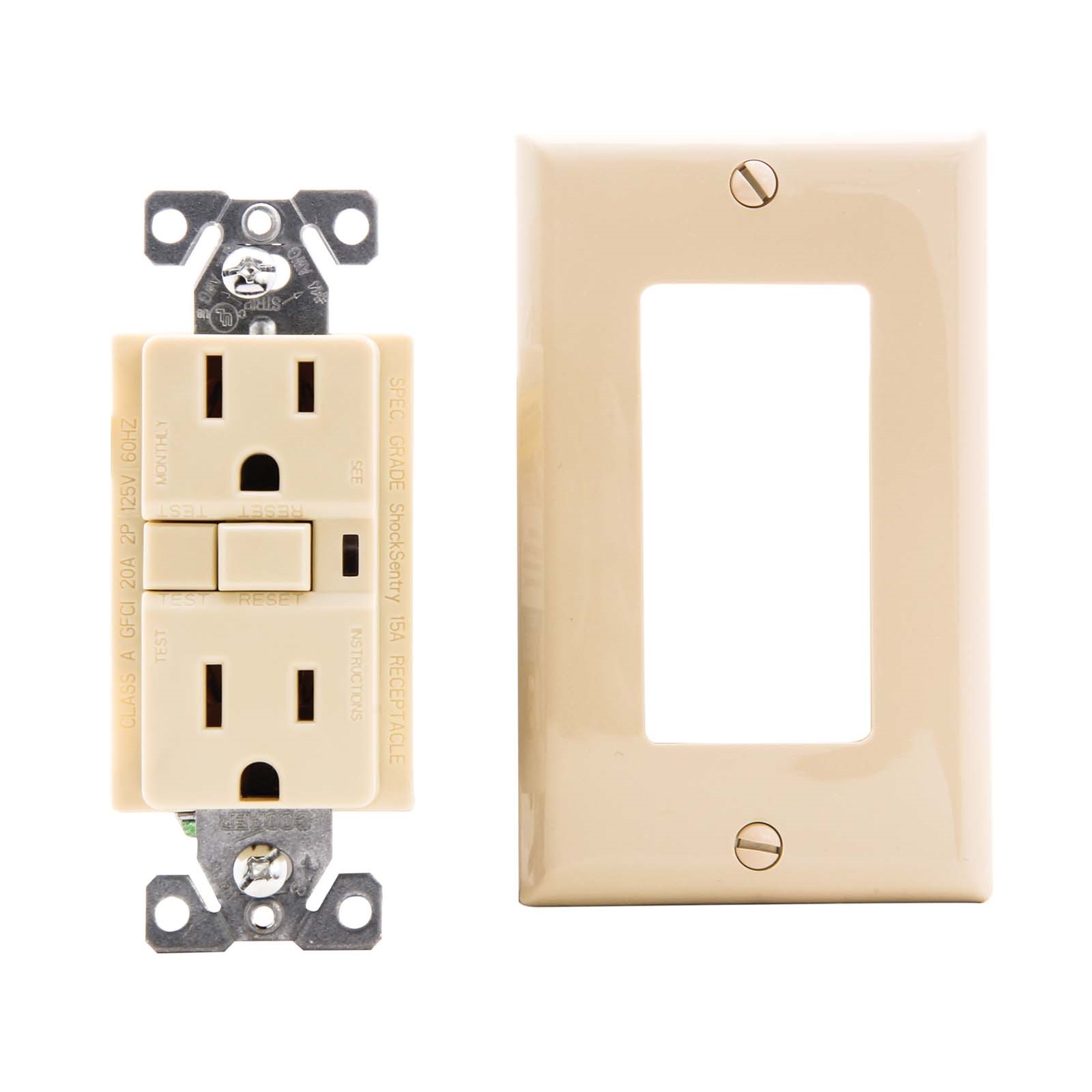 67017 DUPLEX GROUND FAULT INTERRUPTER, IVORY, 125 VAC, 1