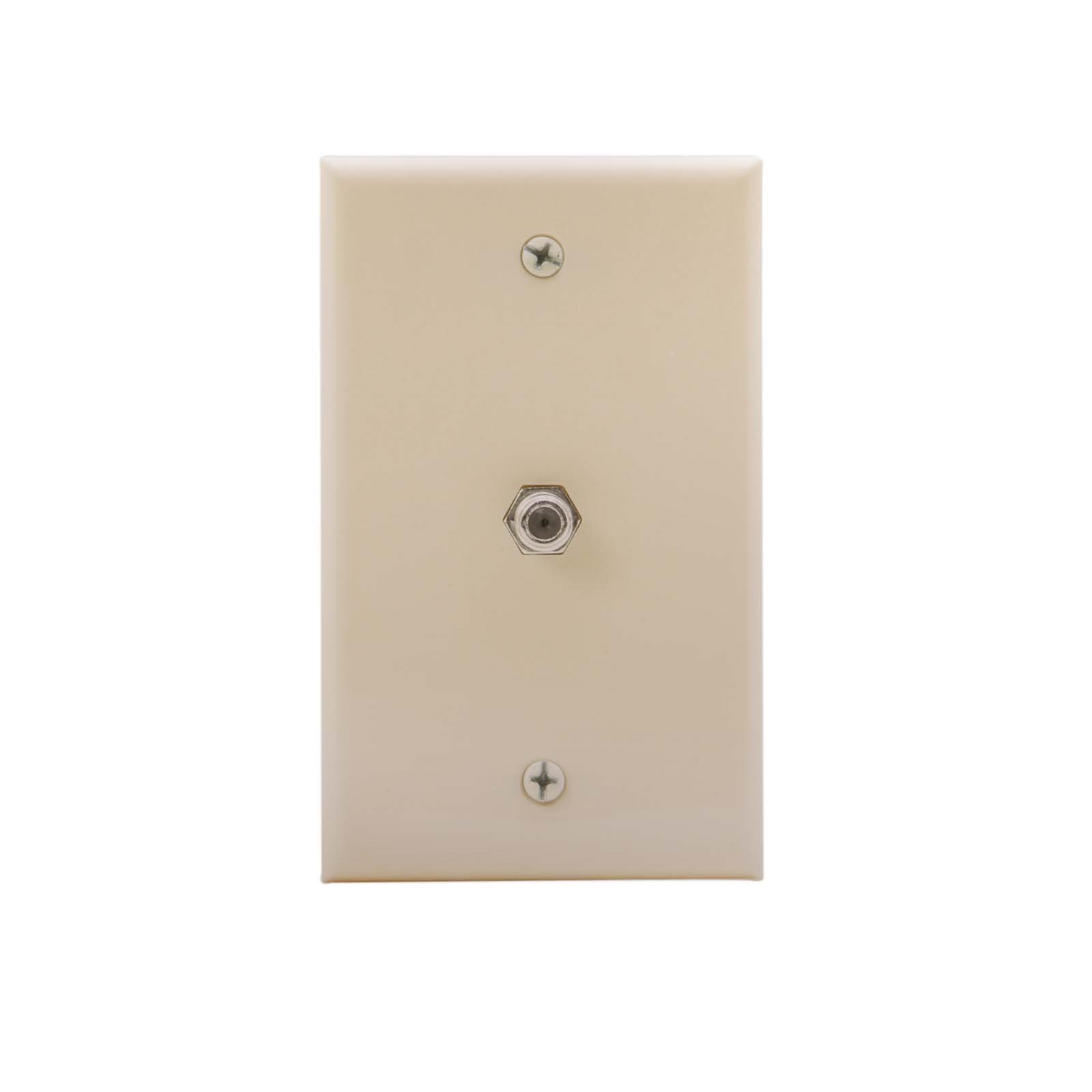 67569 PLASTIC CABLE TV WALL PLATE, IVORY