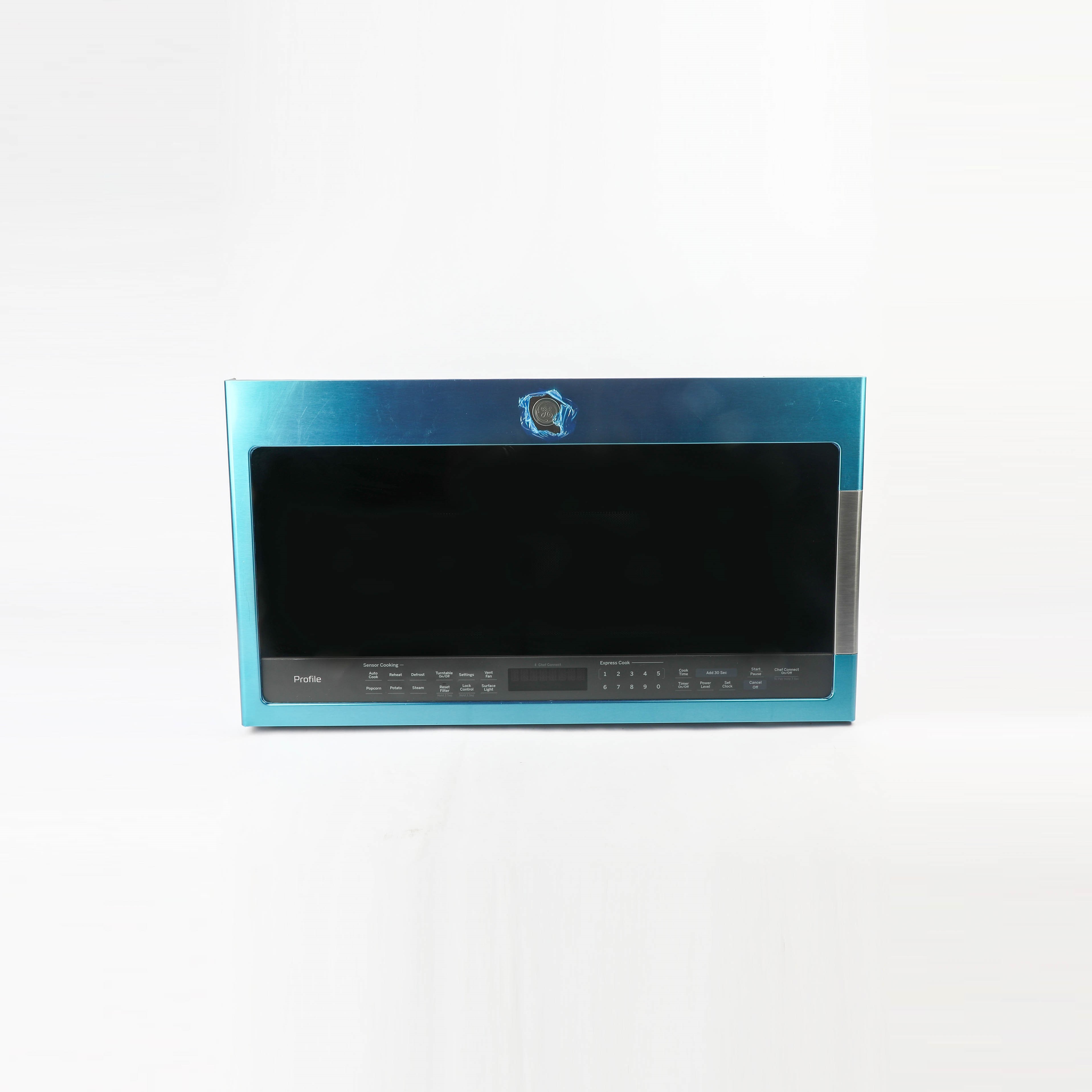 WB56X26203 MICROWAVE DOOR - BLACK AND STAINLESS STEEL