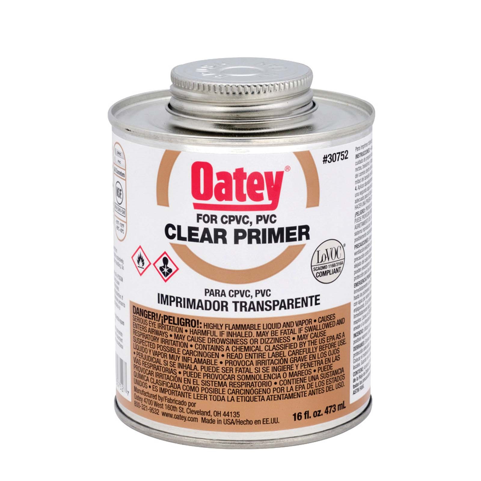 80503 OATEY 30752 CLEAR LOW VOC PRIMER, 16 OZ PINT