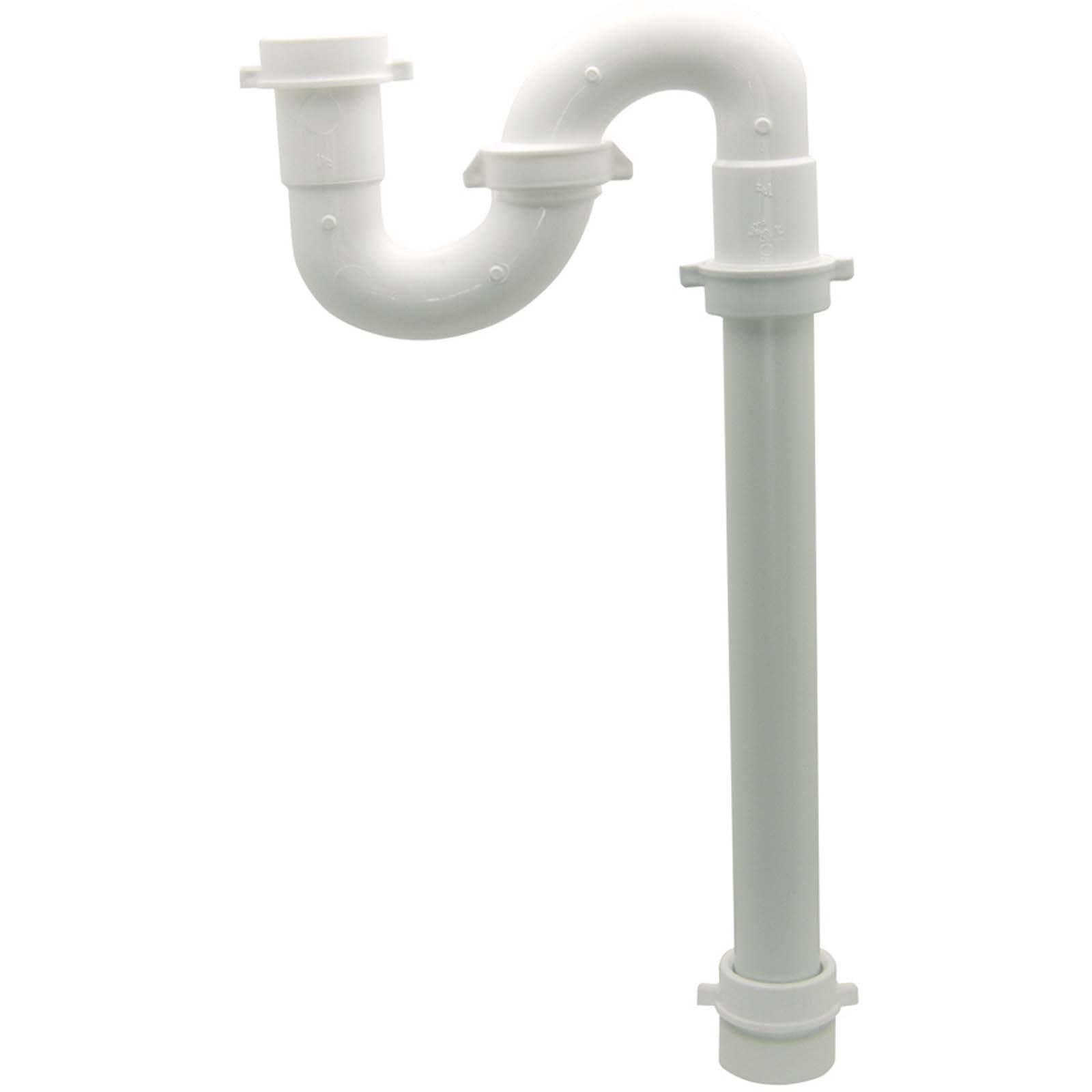 52672W 1-1/2 PLASTIC S-TRAP WITH SLIP JOINT ADAPTER, WHIT