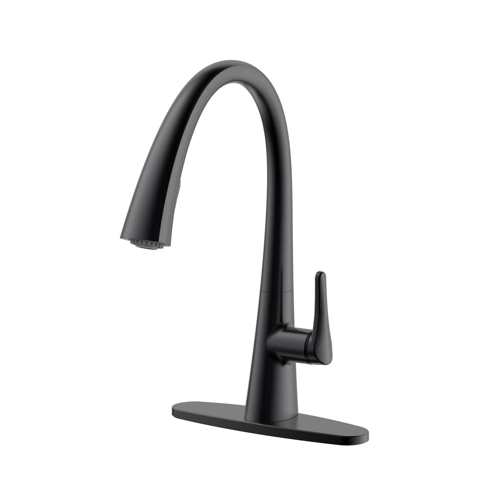 81612 ARCHITEC PULL DOWN LEVER KITCHEN FAUCET, MATTE BLA