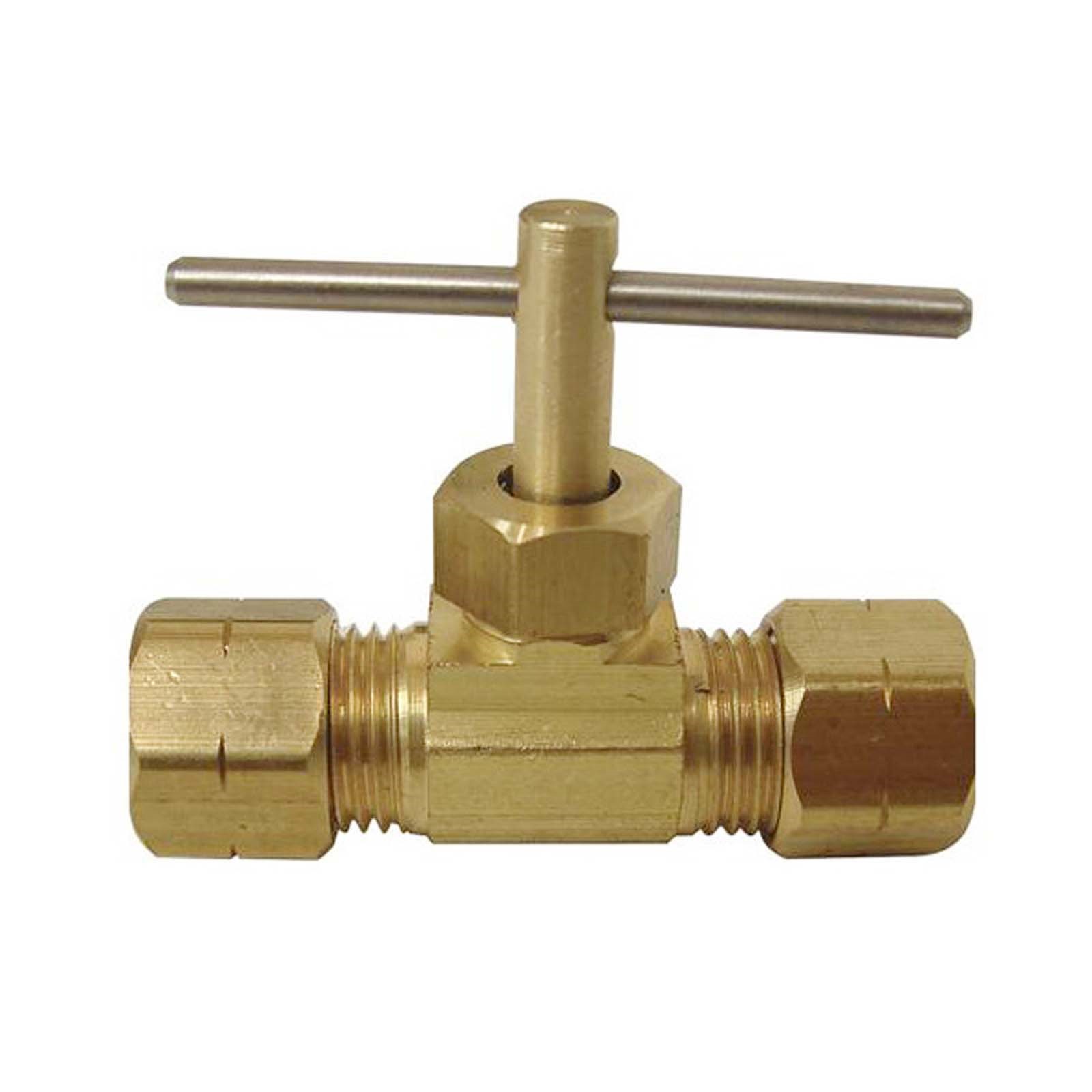 52548NL 1/4 COMPRESSION STRAIGHT NEEDLE VALVE (BULK) BRASS