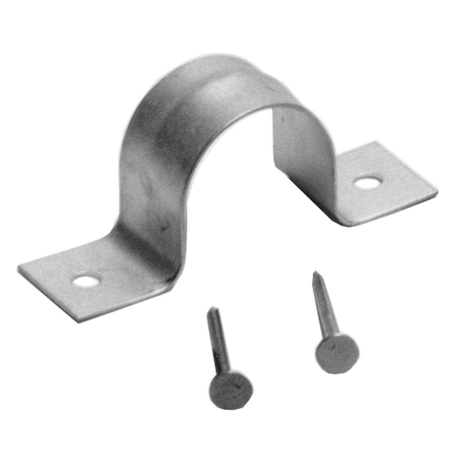 55427 501-4 22 GA STEEL 2-HOLE TUBE STRAP WITH NAIL, 1 C