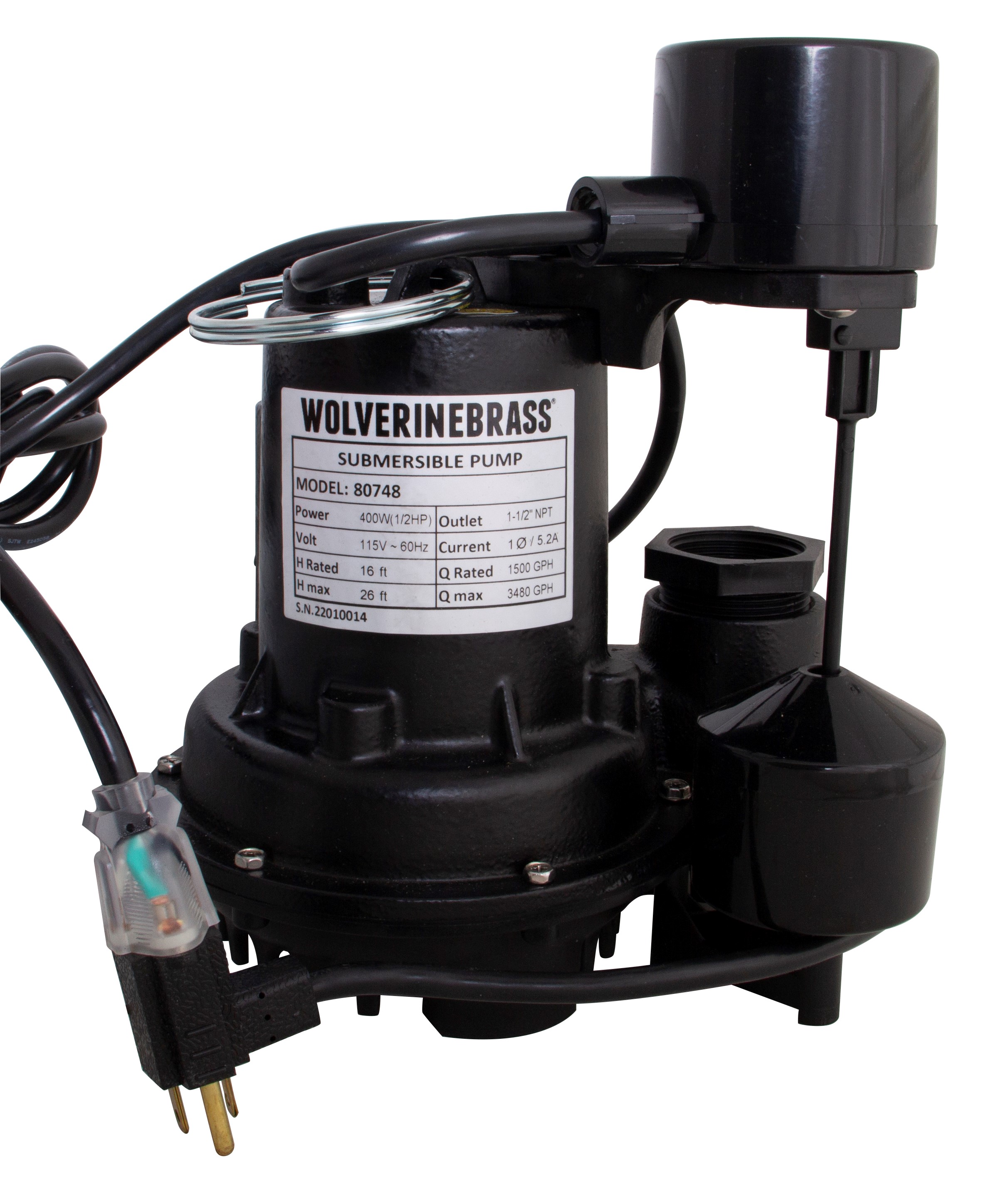 80748 BEAST 1/2 HP SUMP PUMP WITH PIGGYBACK FLOAT SWITCH