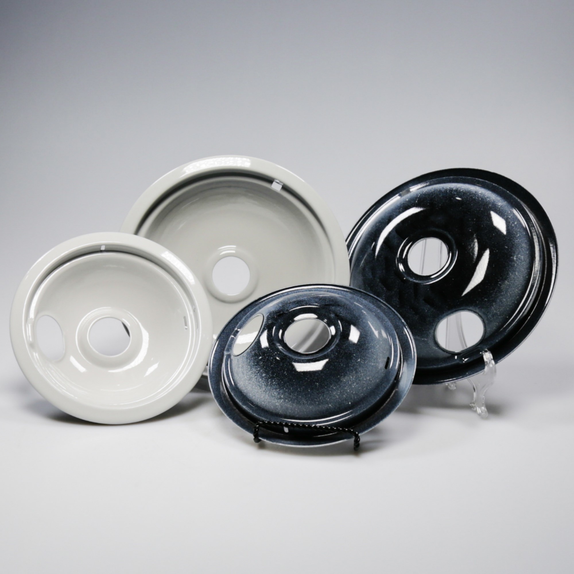 W10291024 Whirlpool Range Cooktop Gray Porcelain Drip Bowl Set