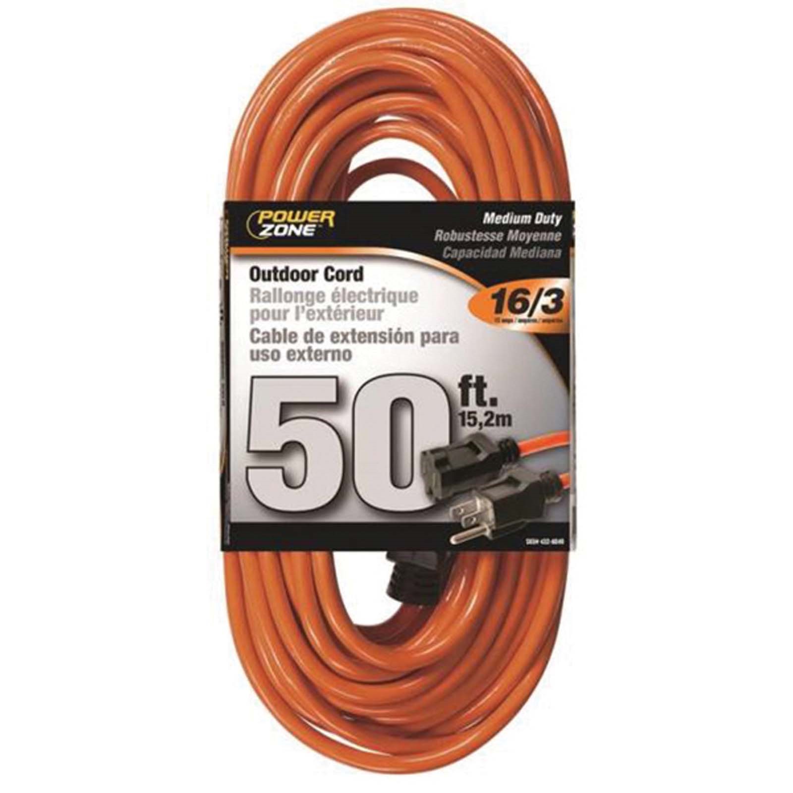 67073 50 FT OUTDOOR EXTENSION CORD, 16-3 SJT, ORANGE