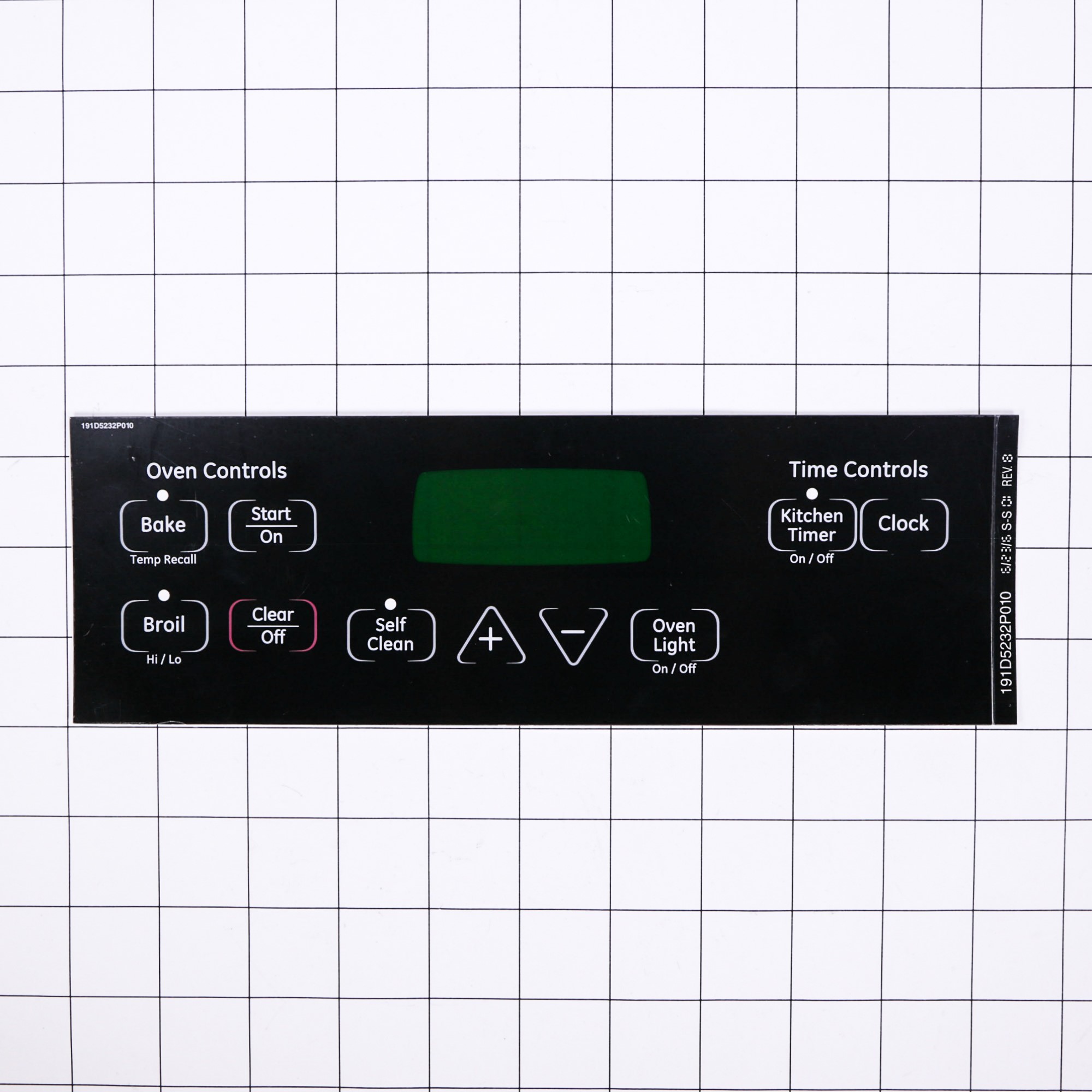 WB27T11013 GE Oven Faceplate Graphics (BK)