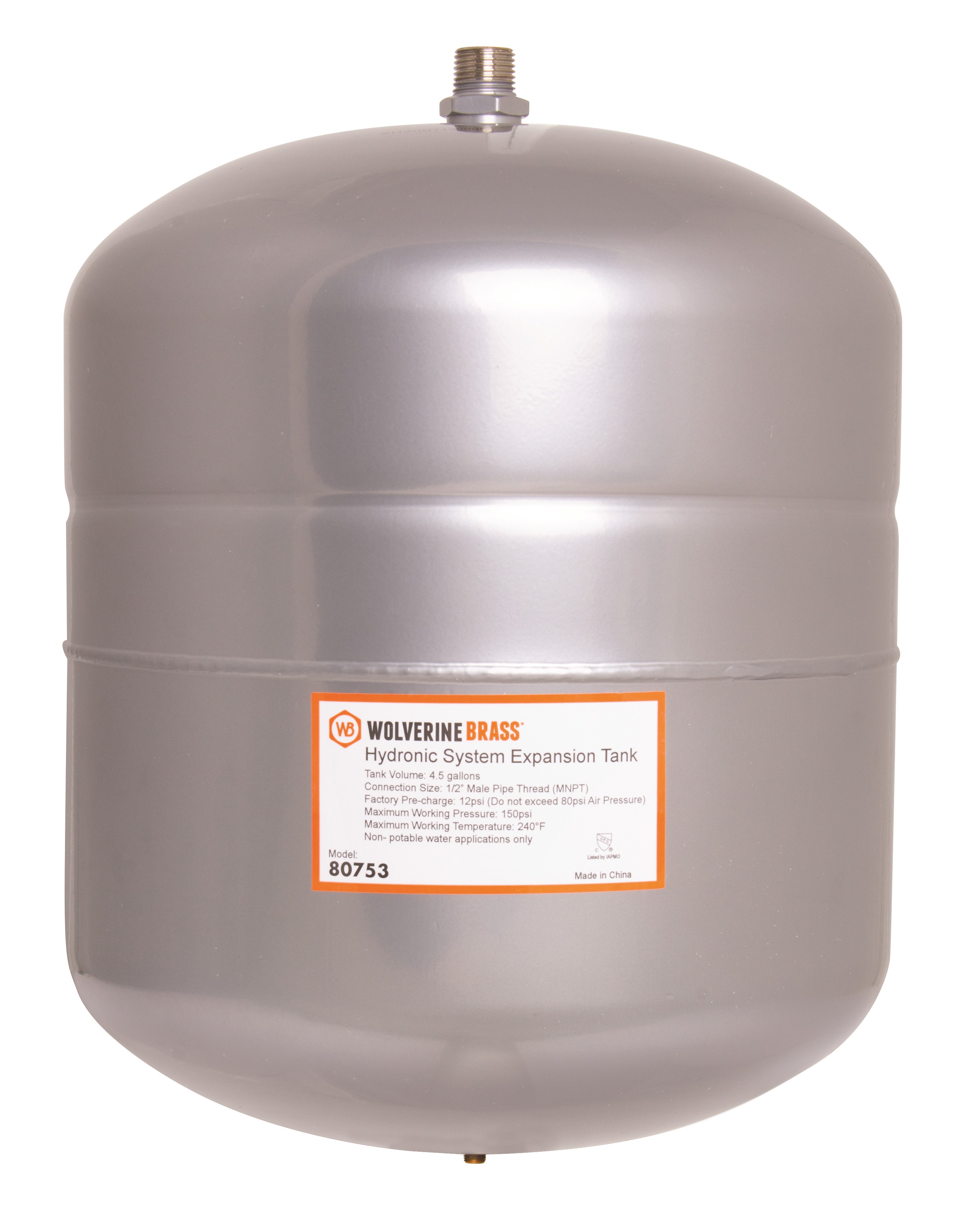 80753 4.5 GAL HYDRONIC EXPANSION TANK -  ½ NPTM
