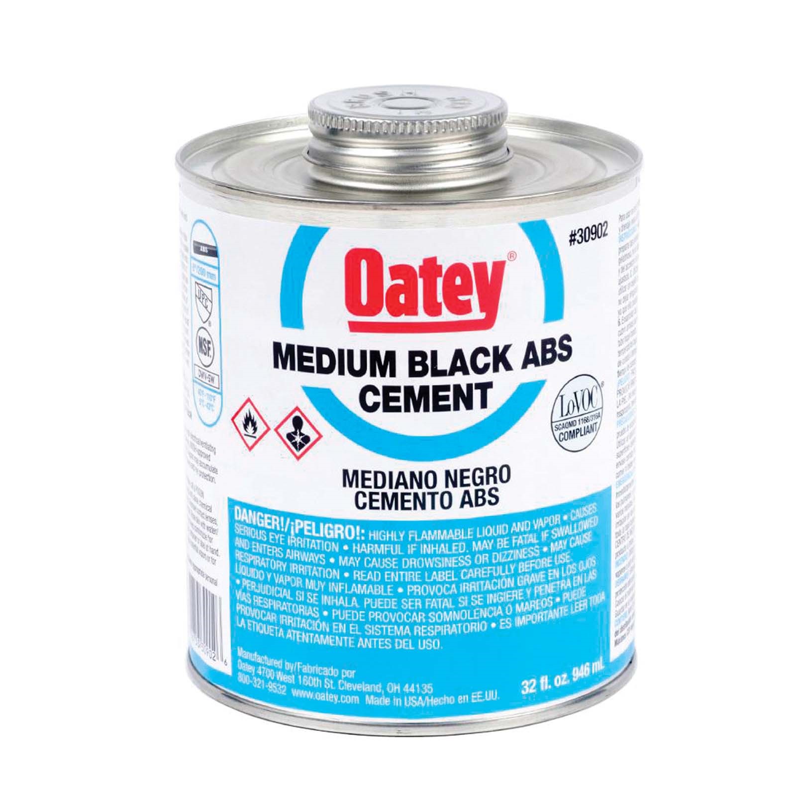 80437 OATEY 30902 MEDIUM ABS SOLVENT CEMENT, 32 OZ CAN,