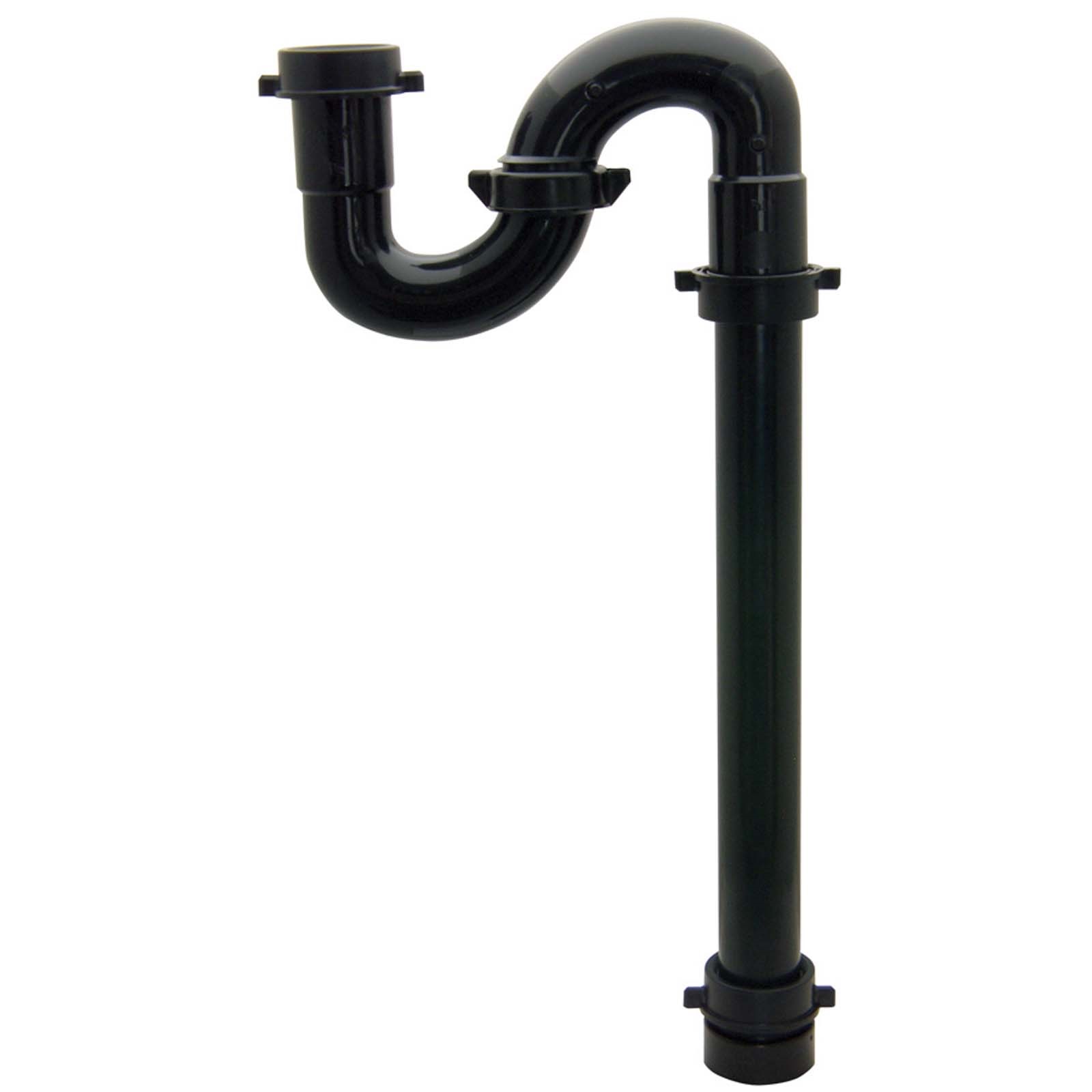 52673W 1-1/2 PLASTIC S-TRAP WITH SLIP JOINT ADAPTER, BLAC