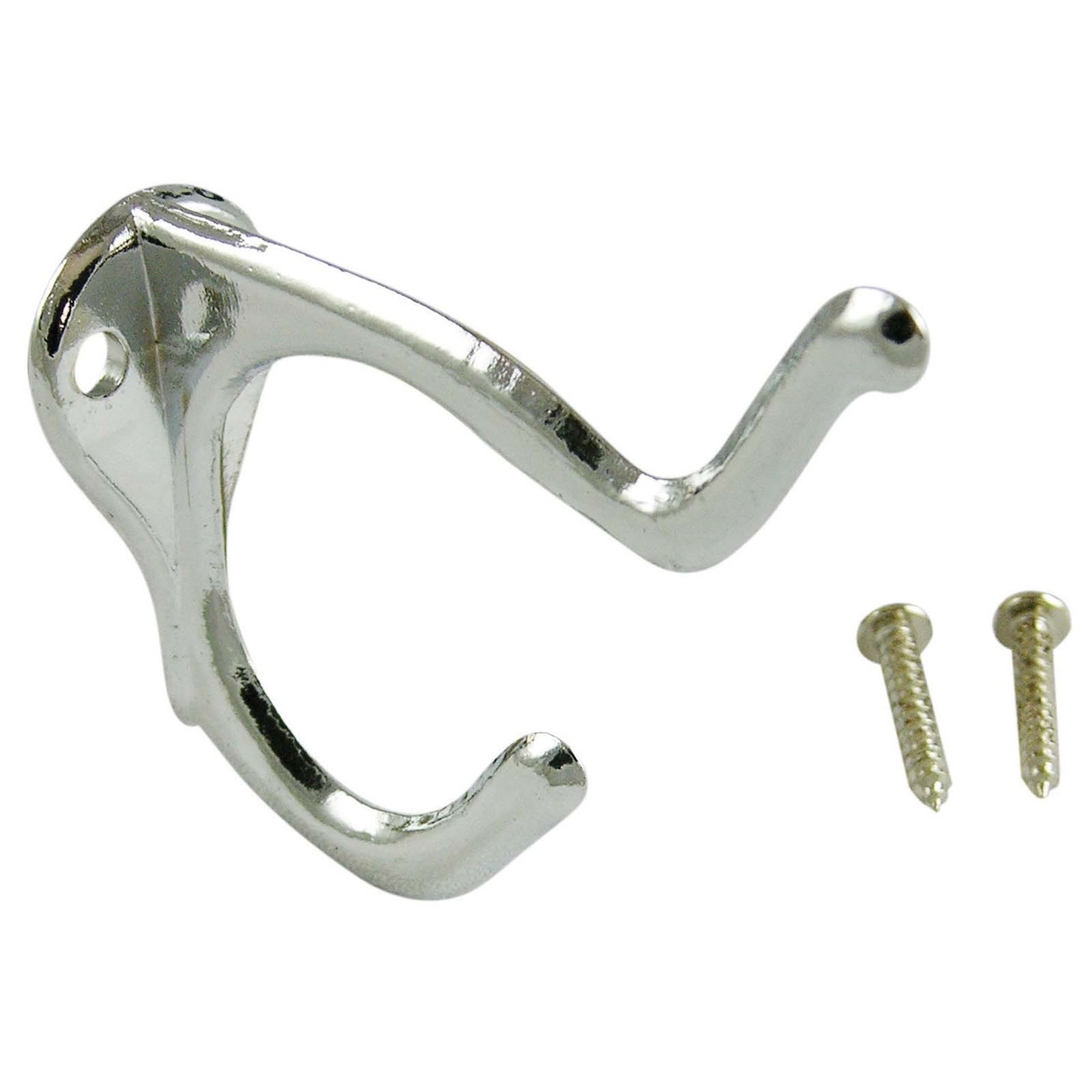 66427 DIE CAST ZINC TWO PRONG HOOK, CHROME PLATED