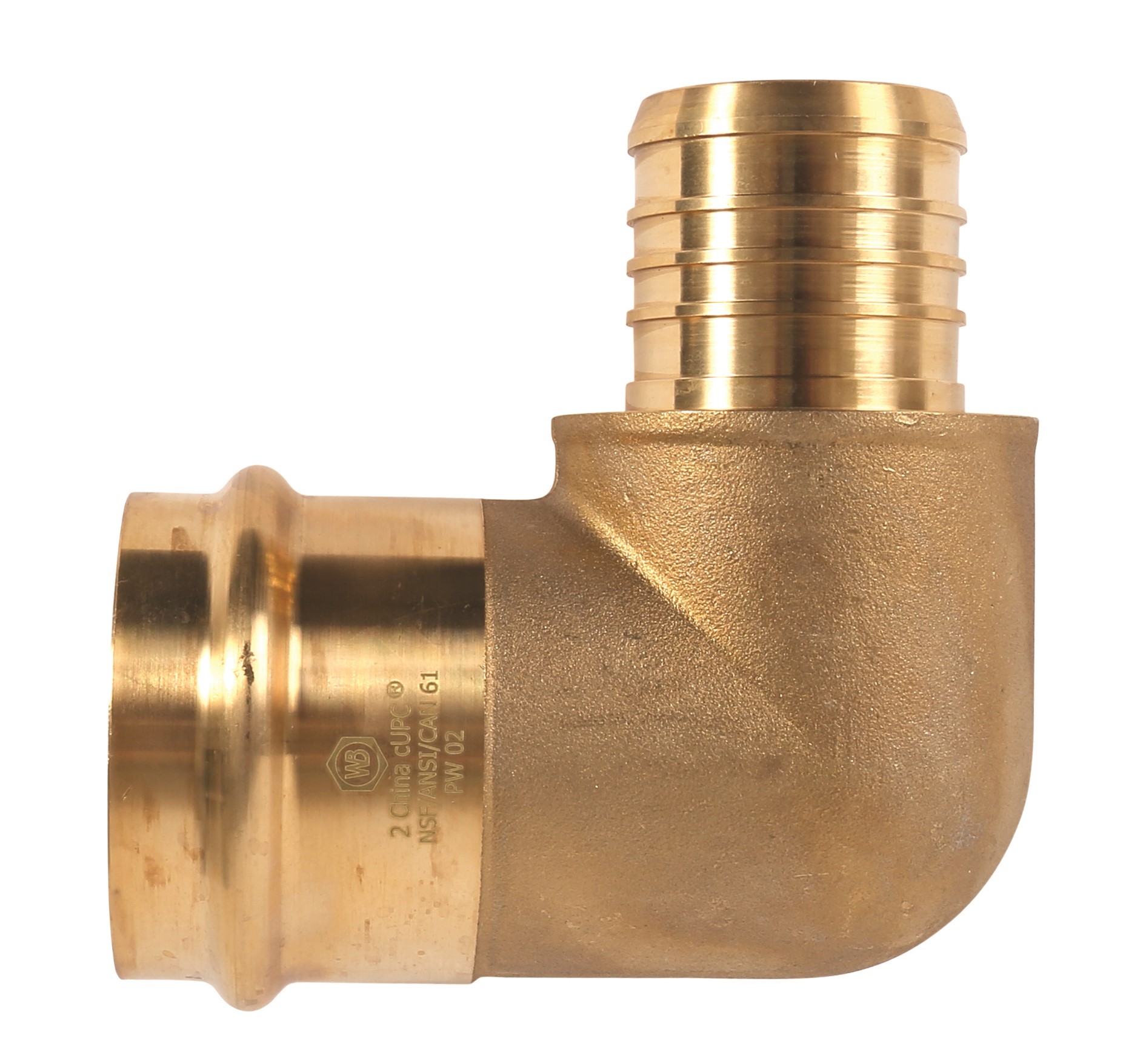 83746 2 PRESS X 2 PEX CRIMP BRASS 90 DEG ADAPTER ELBOW