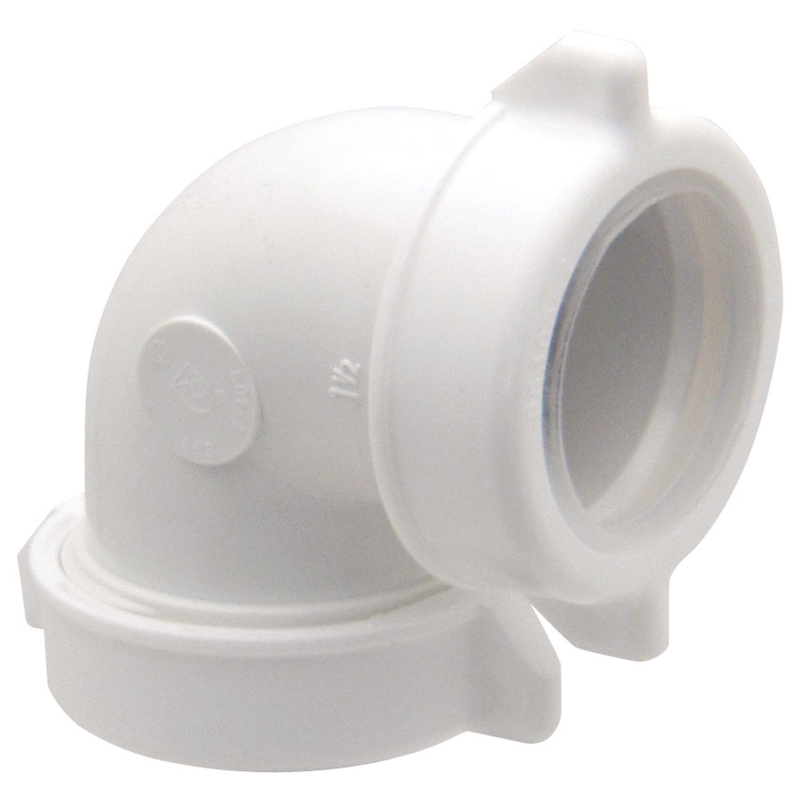55490 WHITE PVC 90 DEG ELBOW, 1-1/2, DOUBLE SLIP-JOINT