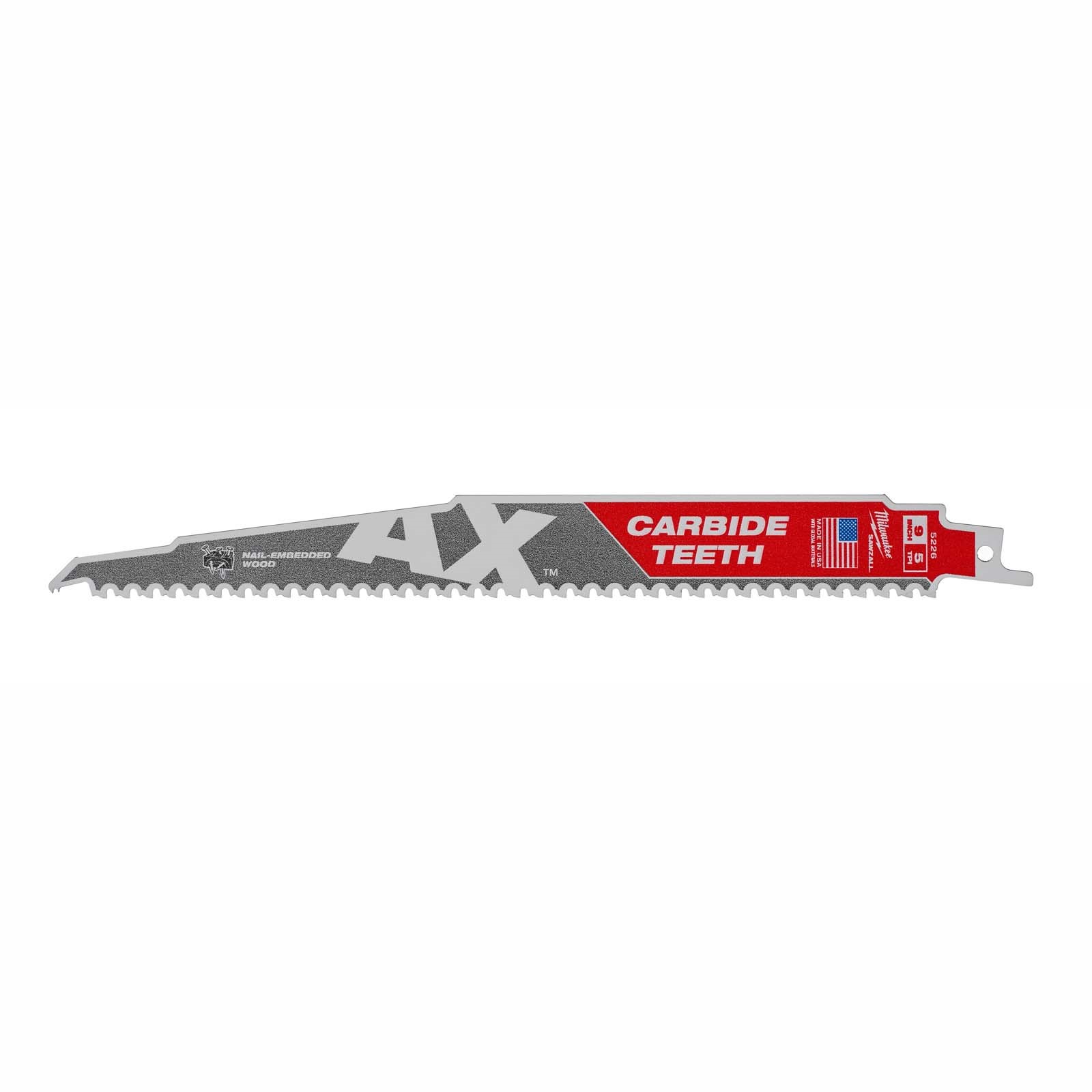87158 MILWAUKEE AX CARBIDE TEET SAWZALL BLADE 9 5T