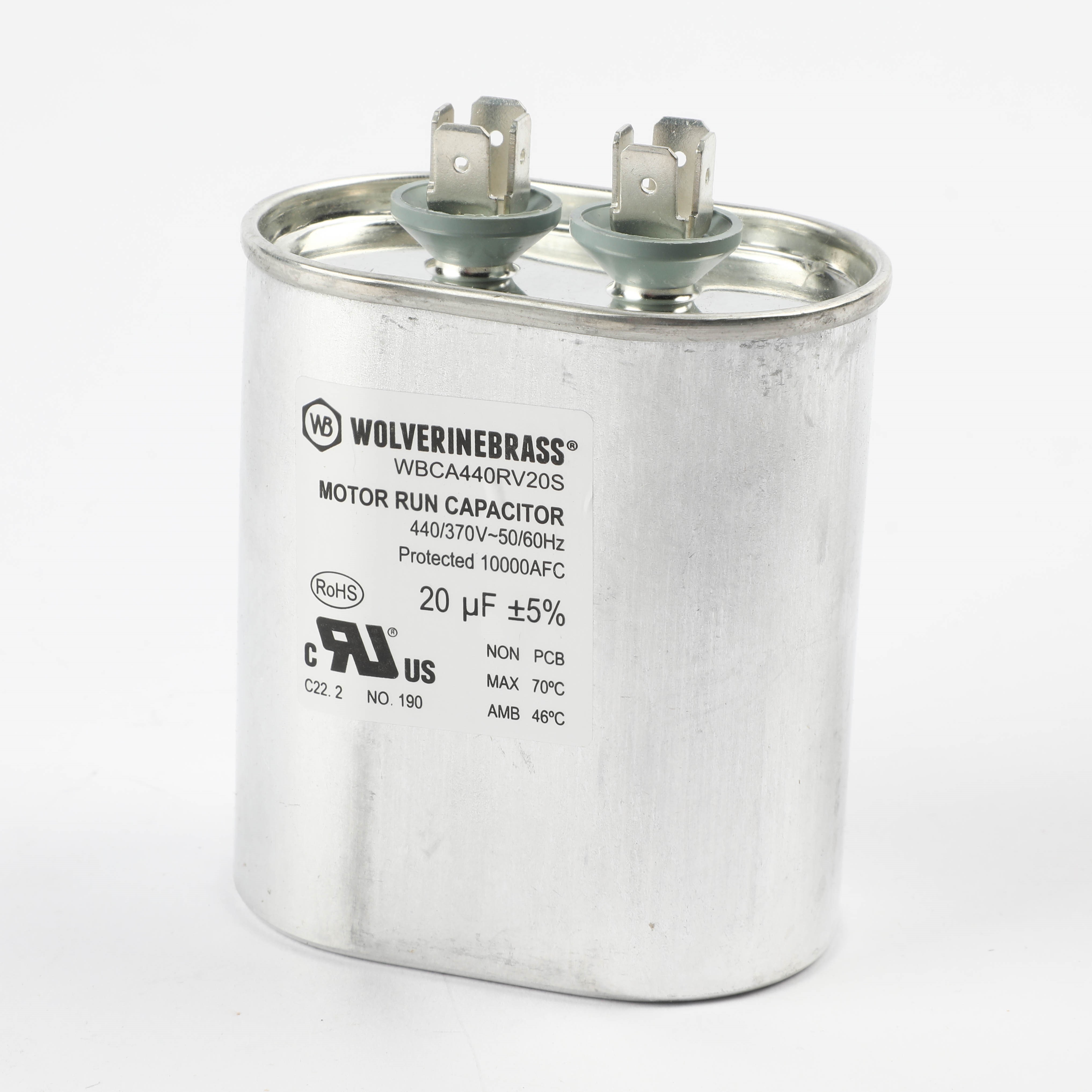 WBCA440RV20S CAPACITOR, OVAL, 20 MFD, 440/370 VAC