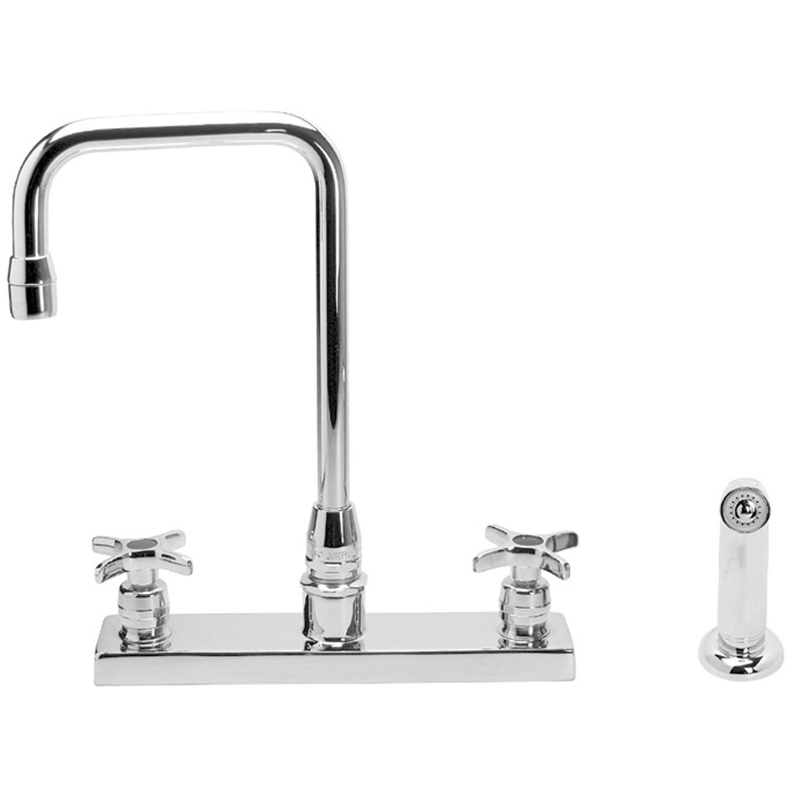 9334286A DECKMOUNT 8 CTRS W/SPRAY CROSS HANDLE W/ GOOSENECK