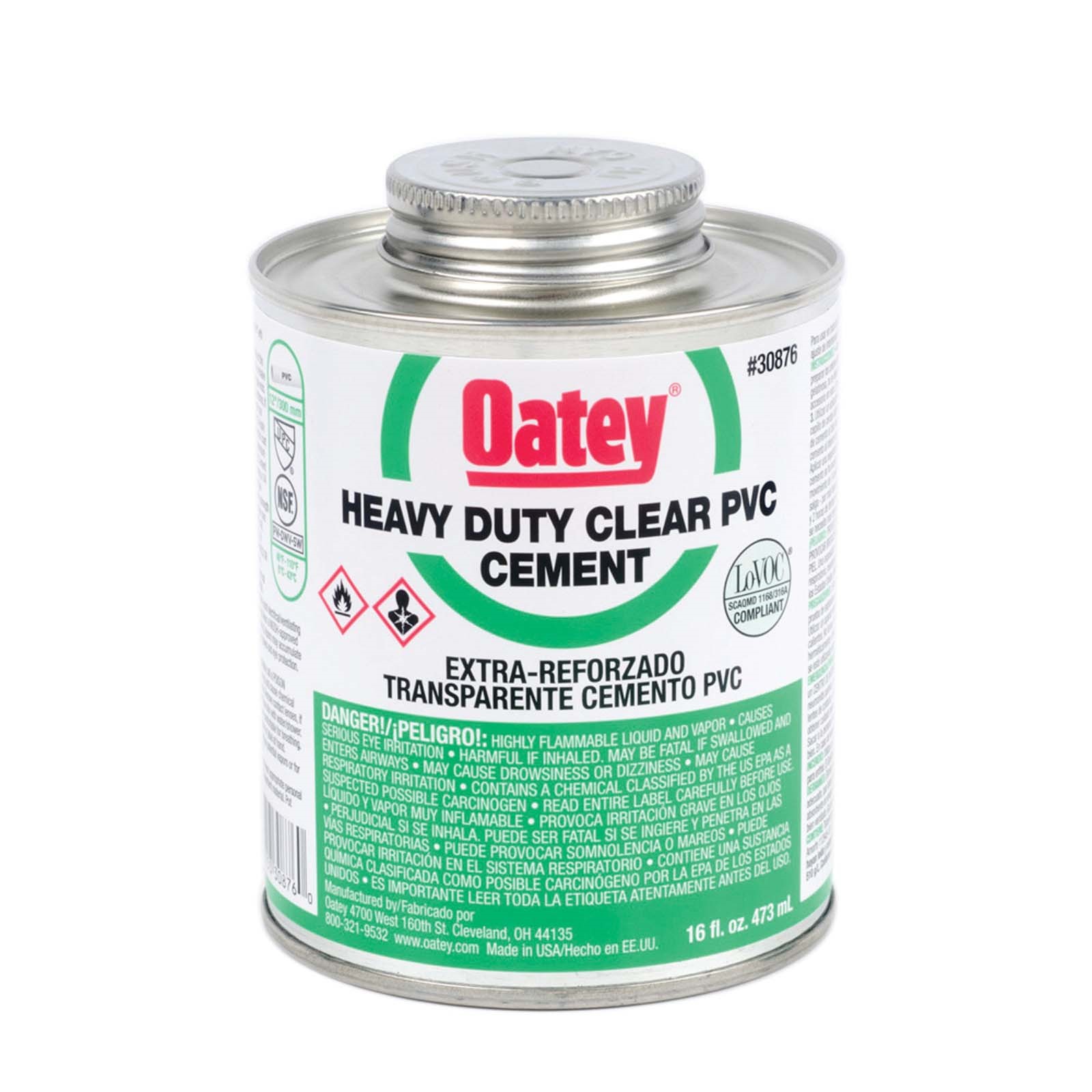80430 OATEY 30876 HEAVY-DUTY PVC CEMENT, 16 OZ CAN, CLEA