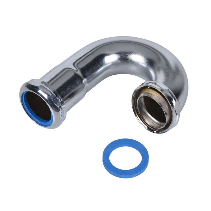 57773 CHROME J-BEND W/CAPTURED NUT 1-1/2, 17GA, ROD BRAS