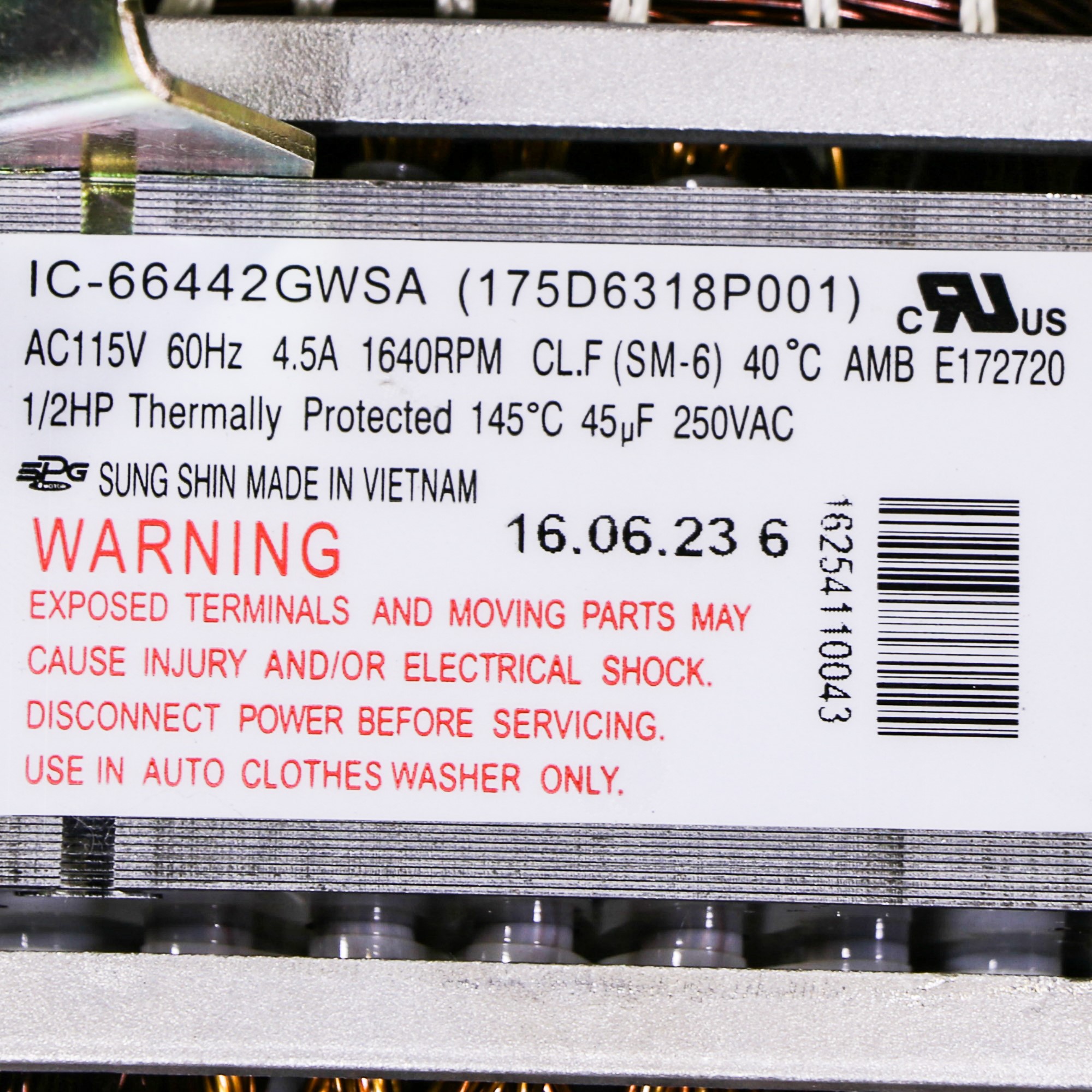 WH20X10063 MOTOR 1 SPEED PSC 1/2 HP